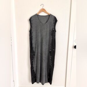 MOYURU grey black abstract sleeveless cotton maxi dress / size M-L